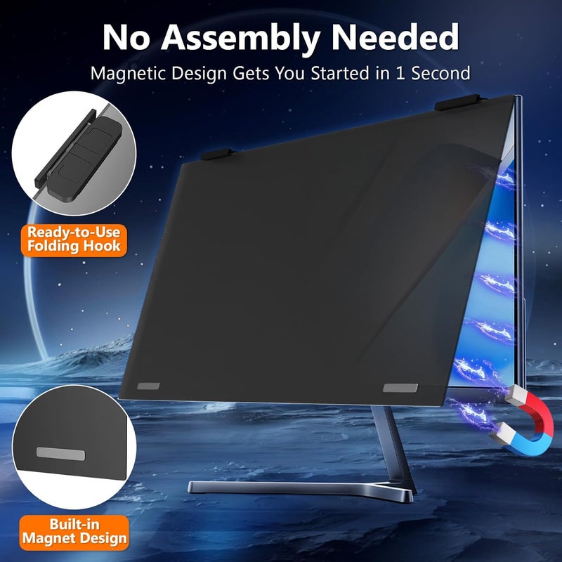 JEEETINTX Magnetic 22 Inch Computer Privacy Screen for 16:9 Aspect Ratio Widescreen Monitor, Eye Protection Anti Glare Blue Light Privacy Filter Shield, Removable Hanging 22in Protector - Image 5